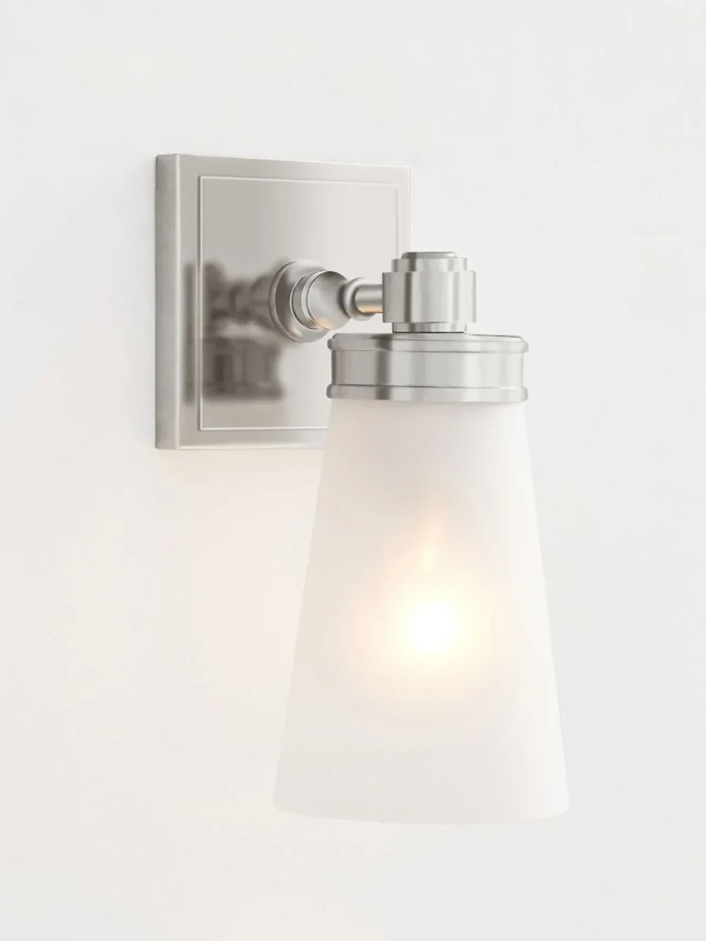 Pottery Barn Pearson Sconce 10 Satin Nickel Blown Glass Shade Lighting Decor NEW